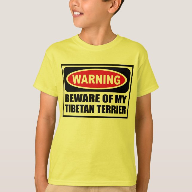 Advertir BEWARE do t-shirt do MEU miúdo de TERRIER (Frente)
