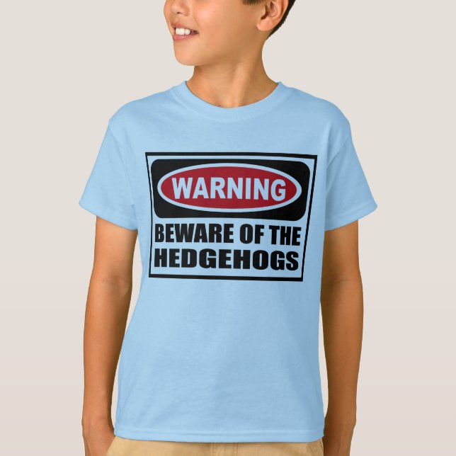 Advertir BEWARE do t-shirt do miúdo dos OURIÇOS (Frente)