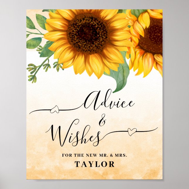 Advice and Wishes Wedding sign poster (Frente)