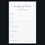 Advice e Desejo Espanhol<br><div class="desc">Estes escritos simples, modernos, mínimos e empoeirados, de cor azul, manuscritos pelos Consejos y Deseos são perfeitos para o seu chá de panela, janto de ensaio ou convidados de casamento preencherem para o casal feliz. As pessoas vão adorar ter as ordens - tornam tão fácil deixar palavras amáveis de conselhos...</div>