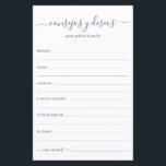 Advice e Desejo Espanhol<br><div class="desc">Estes escritos simples, modernos, mínimos e empoeirados, de cor azul, manuscritos pelos Consejos y Deseos são perfeitos para o seu chá de panela, janto de ensaio ou convidados de casamento preencherem para o casal feliz. As pessoas vão adorar ter as ordens - tornam tão fácil deixar palavras amáveis de conselhos...</div>