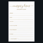 Advice e Desejo Espanhol<br><div class="desc">Estes textos manuscritos simples, modernos, mínimos, de cor dourados que os lençóis dos Consejos y Deseos são perfeitos para o seu chá de panela, janto de ensaio ou convidados de casamento se preencherem para o casal feliz. As pessoas vão adorar ter as ordens - tornam tão fácil deixar palavras amáveis...</div>