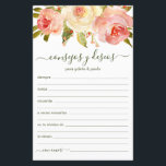 Advice e Desejo Espanhol<br><div class="desc">Estas simples, florais, manuscritas folhas de Conselhos e Desejos Espanhóis (Consejos y Deseos) com rosas de cor-de-água branco e cor-de-rosa são perfeitas para ter chá de panela, janto de ensaio ou convidados de casamento preenchidos para o casal feliz. As pessoas vão adorar ter as ordens - tornam tão fácil deixar...</div>