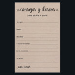 Advice e Desejo Espanhol<br><div class="desc">Estas folhas simples, pretas e brancas, rústicas, mínimas, escritas à mão, Conselhos e Desejos Espanhóis/Consejos y Deseos são perfeitas para ter chá de panela, janto de ensaio ou convidados de casamento preenchidos para o casal feliz. As pessoas vão adorar ter as ordens - tornam tão fácil deixar palavras amáveis de...</div>