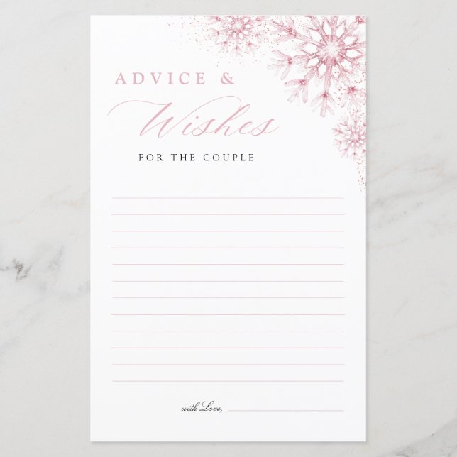 Advice for the Couple Snow in Love Bridal Shower (Frente)