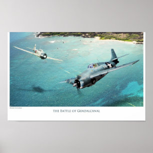 Aeronáutica Art Poster "A Batalha de Guadalcanal"
