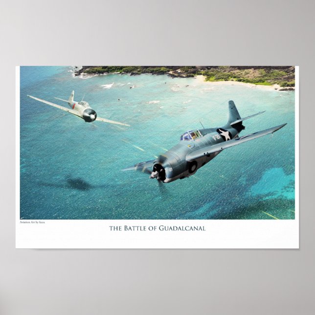 Aeronáutica Art Poster "A Batalha de Guadalcanal" (Frente)
