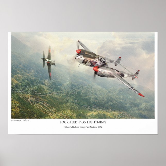 Aeronáutica Poster "Lockheed P-38 Lightning" (Frente)