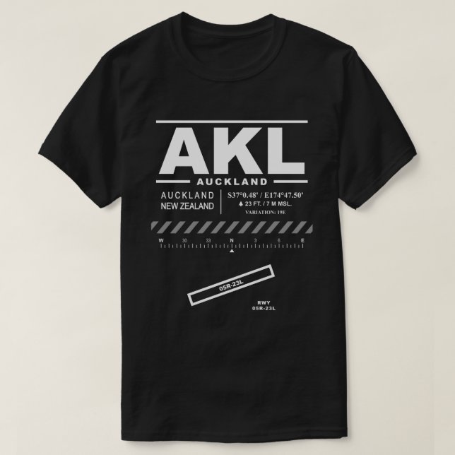 Aeroporto de Auckland AKL T-Shirt (Frente do Design)