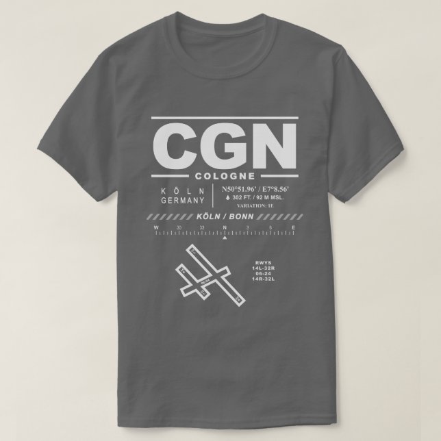 Aeroporto de Colônia Bonn CGN T-Shirt (Frente do Design)