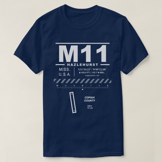 Aeroporto de Copiah County M11 T-Shirt (Frente do Design)