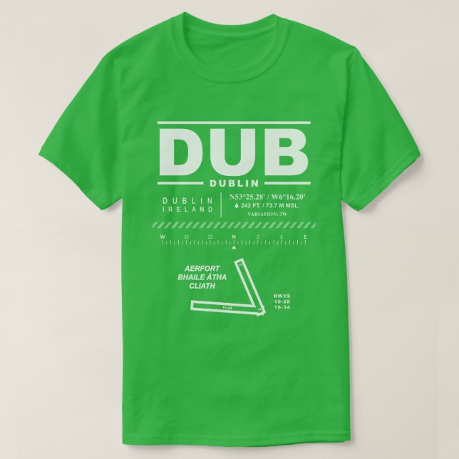 Aeroporto de Dublin DUB T-Shirt (Frente do Design)