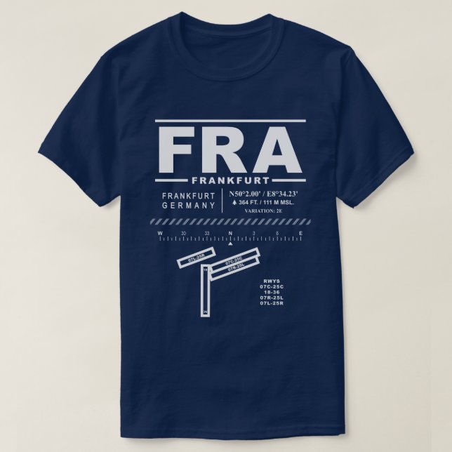 Aeroporto de Frankfurt - FRA T-Shirt (Frente do Design)