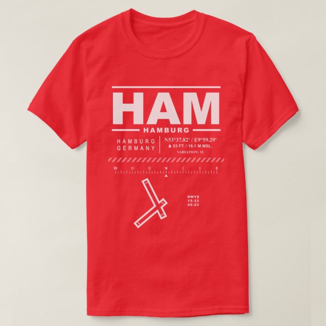 Aeroporto de Hamburgo HAM T-Shirt (Frente do Design)