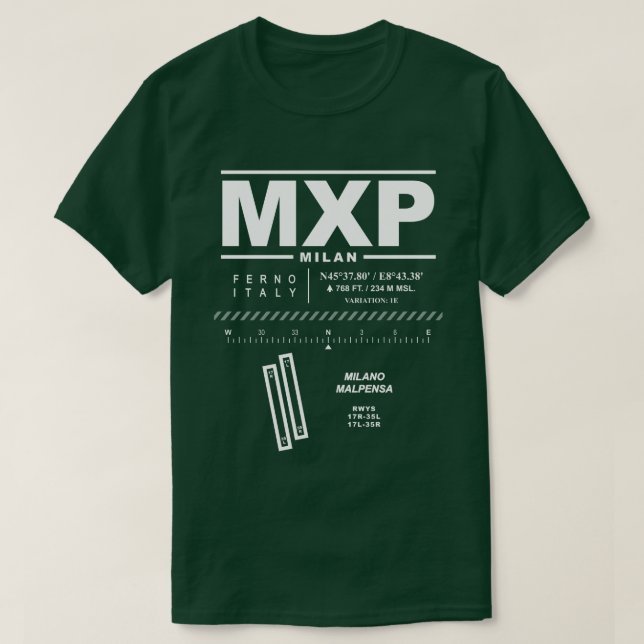 Aeroporto de Malpensa MXP T-Shirt (Frente do Design)