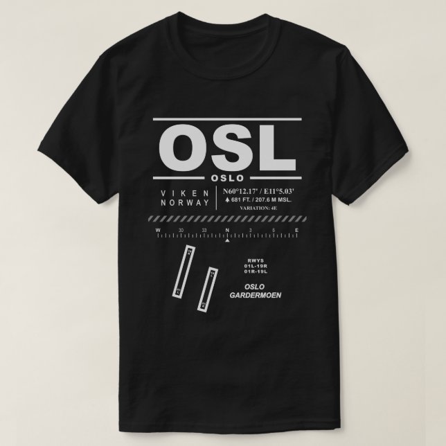 Aeroporto de Oslo Gardermoen OSL T-Shirt (Frente do Design)