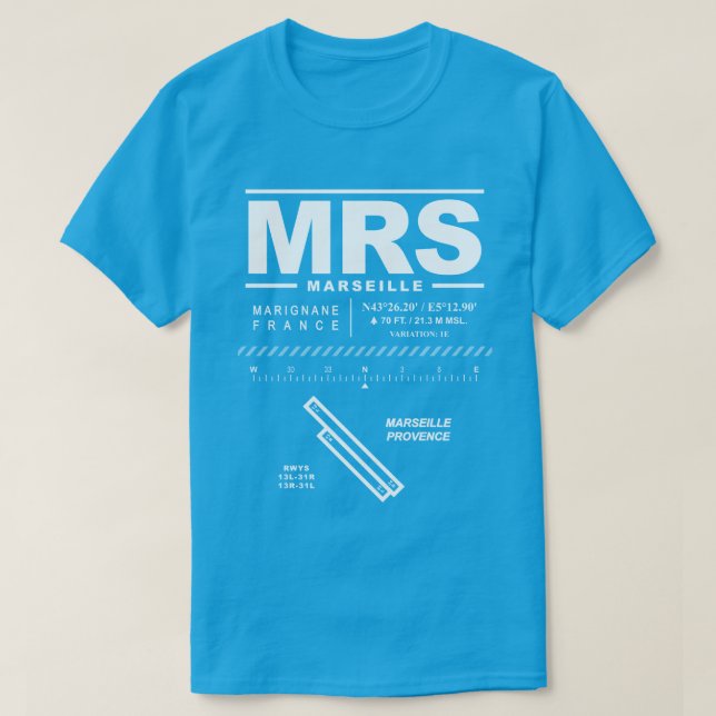 Aeroporto de Provença de Marselha MRS T-Shirt (Frente do Design)