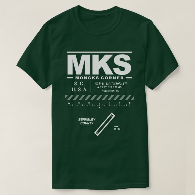 Aeroporto do Condado de Berkeley MKS T-Shirt (Frente do Design)