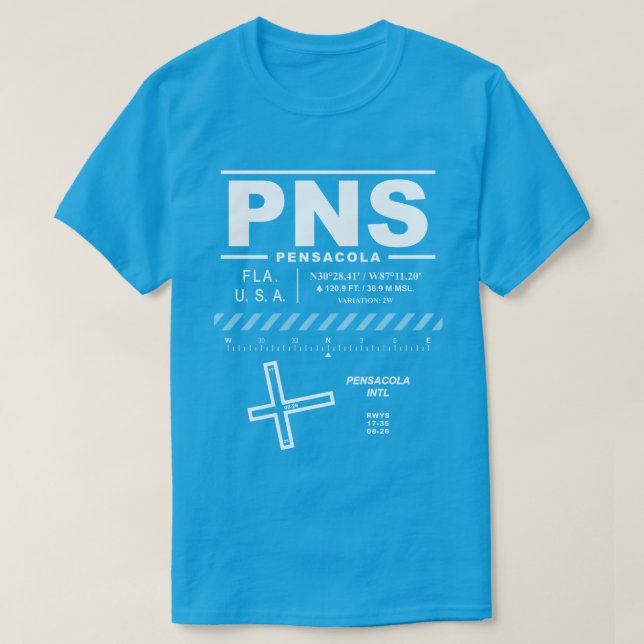 Aeroporto Internacional de Pensacola - T-Shirt PNS (Frente do Design)