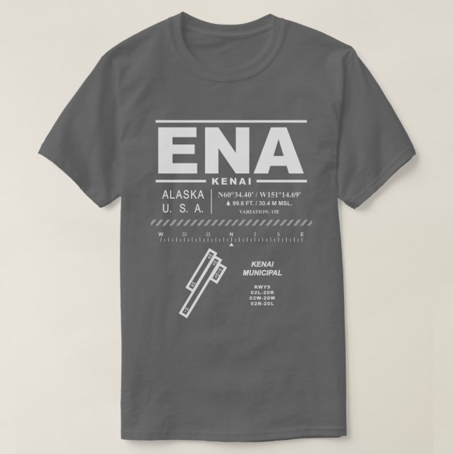Aeroporto Municipal Kenai ENA T-Shirt (Frente do Design)