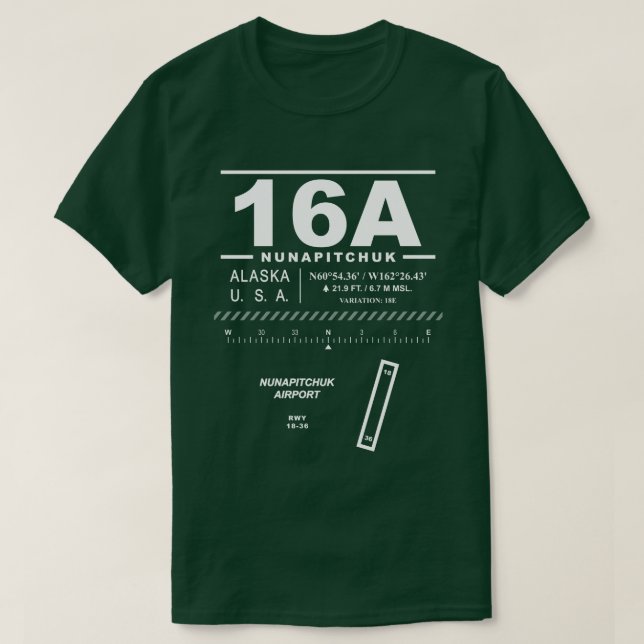 Aeroporto Nunapitchuk NUP 16A T-Shirt (Frente do Design)