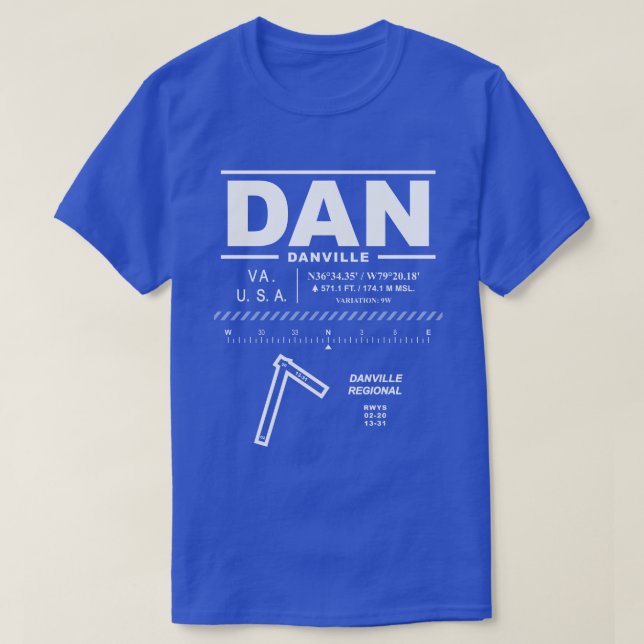 Aeroporto Regional de Danville - DAN T-Shirt (Frente do Design)