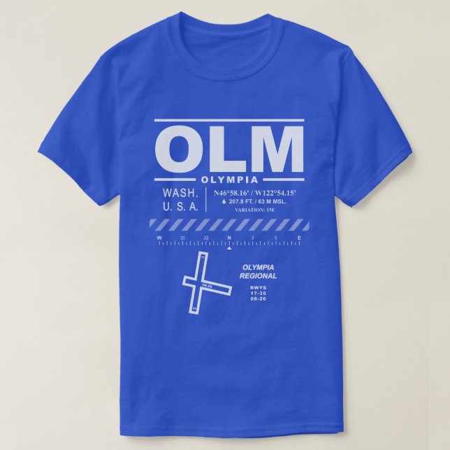 Aeroporto Regional de Olympia - OLM T-Shirt (Frente do Design)