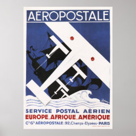 AEROPOSTALE Postal Antigo Avião Poster de Arte