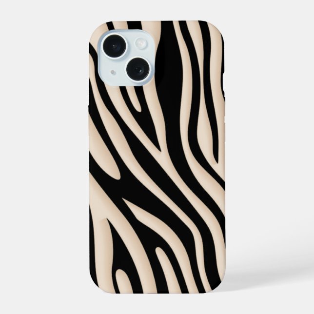 Aesthetic Beige and Black Zebra Stripe Pattern  (Verso)