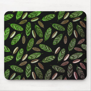 Aesthetic Botânico Mouse Pad Preto e Verde