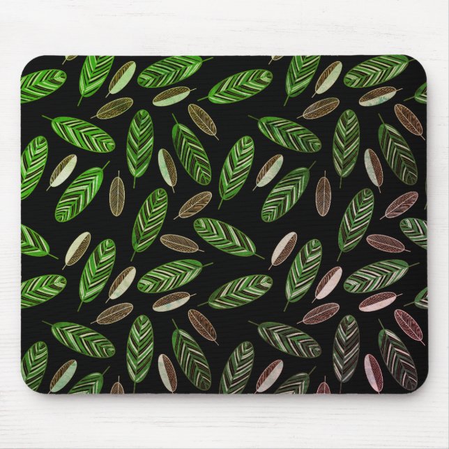 Aesthetic Botânico Mouse Pad Preto e Verde (Frente)
