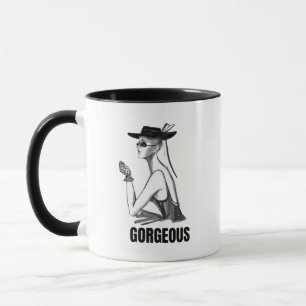 Aesthetic Fashion Girl Caneca   Preto e Branco Gla