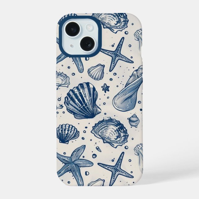 Aesthetic Nautical Blue Ocean Shell Iphone Case (Verso)