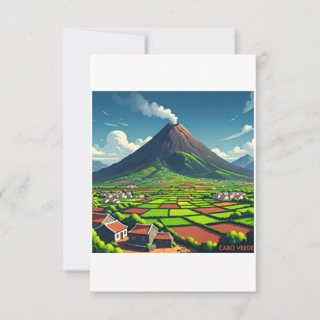 Affiche Cabo Verde – Volcan et paysages tropicaux (Frente)