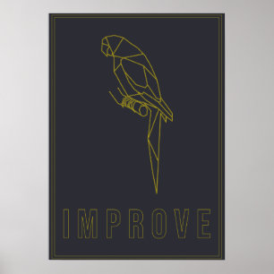 Affirmation poster of a yellow origami parrot