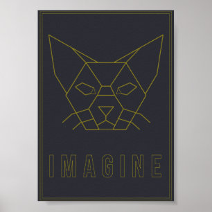 Affirmation poster with origami yellow cat