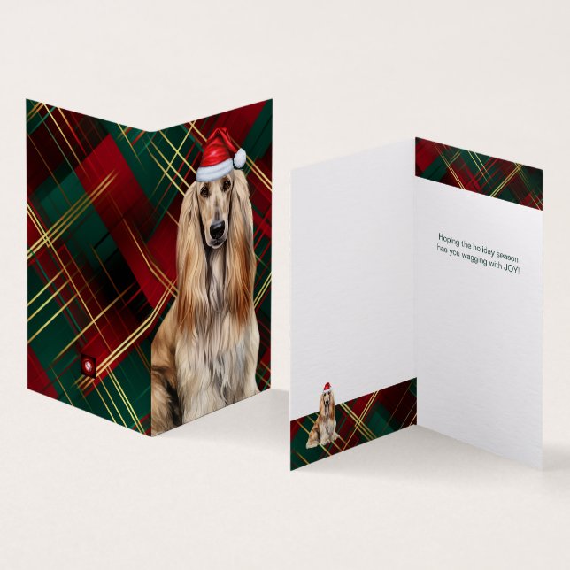 Afghan Hound Christmas Dog with Holiday Plaid (Interior e exterior)
