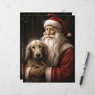 Afghan Hound com Papai Noel Natal Festivo