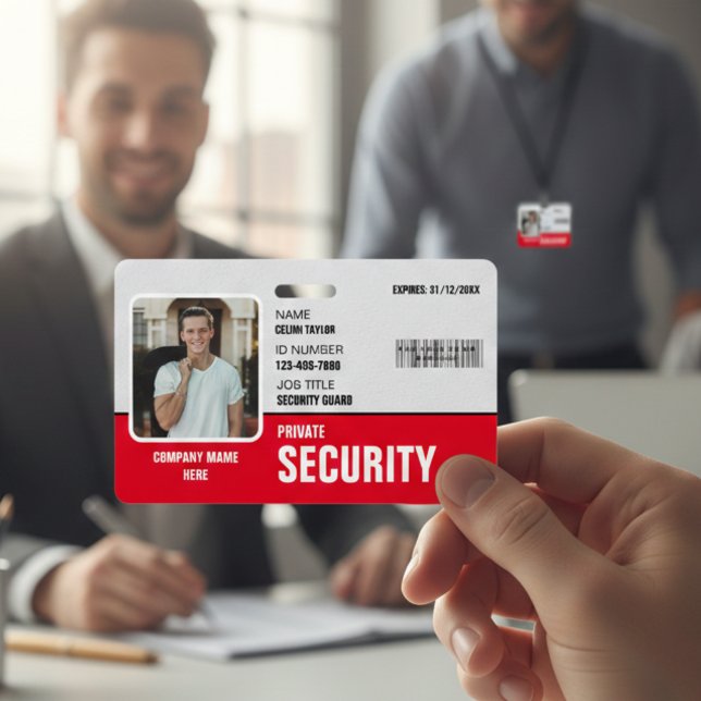 Afilado & Profissional: Crachá Personalizado para  (Sharp & Professional: Custom Security Guard ID Badge)