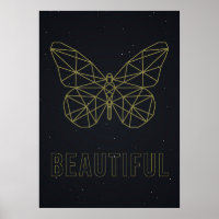 Afirmação beleza da borboleta poster amarela origa