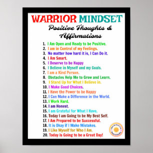 Afirmações Poster - Conjunto de Mindes do Guerreir