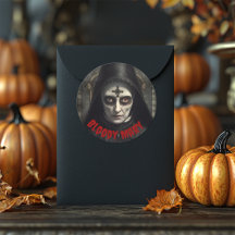 Afreux adesivo de Halloween de freira vintage