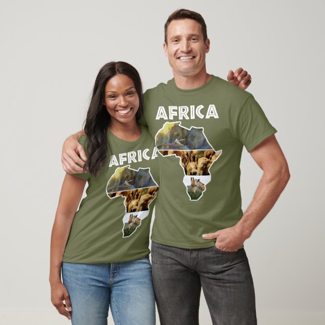 África - Camiseta do Mapa da Vida Selvagem Trio (Unissex)