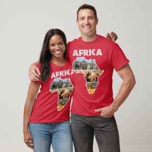 África - Camiseta do Mapa da Vida Selvagem Trio