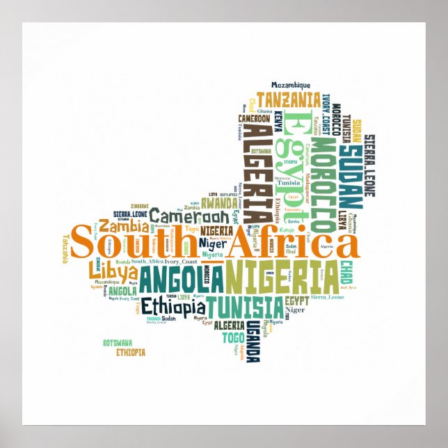 Africa Cities Word Art Poster (Frente)