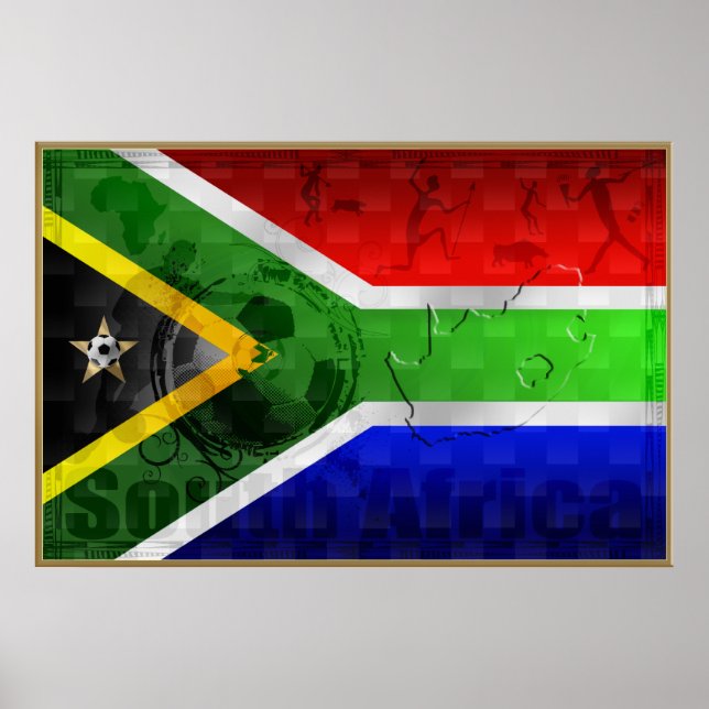 África do Sul - bandeira Grande Poster de Futebol (Frente)