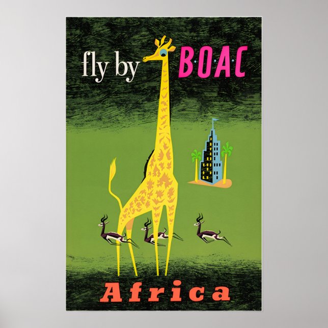 Africa Travel Poster African Art BOAC Print  (Frente)
