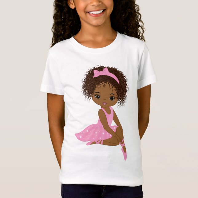 African American Ballerina, Black Girl T-Shirt (Frente)