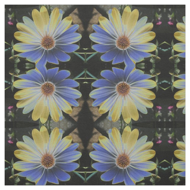 African Daisy Lapis e Dourado Tecido Padrado de Fl (Modelo)