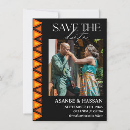 African Ethnic Pattern Wedding Save the Date Card